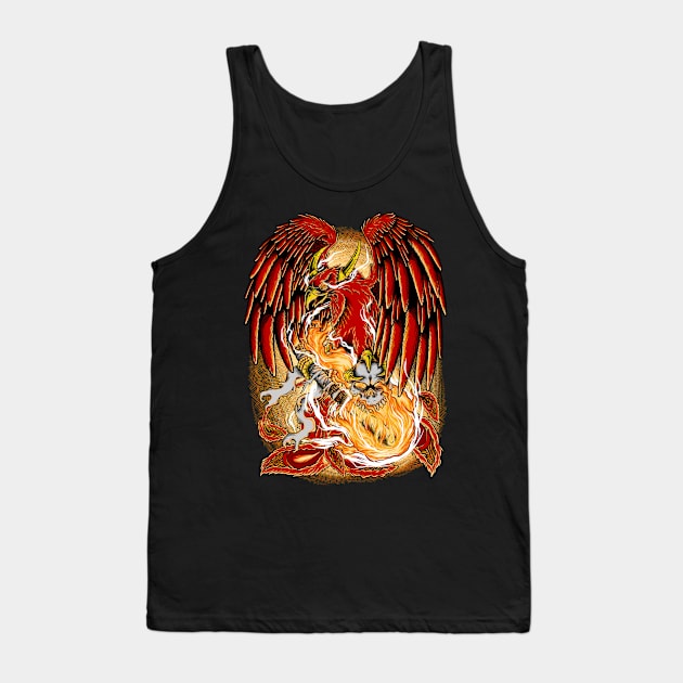 Red Fire Phoenix Tank Top by Dimas Haryo